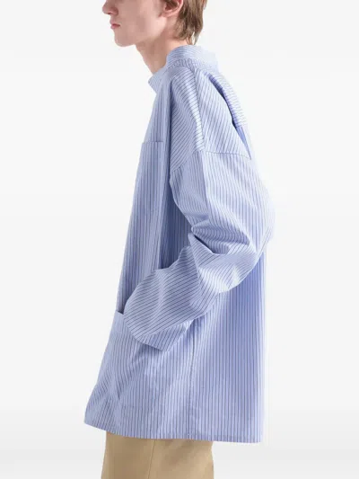 Prada ストライプポケット Tシャツ In Blue