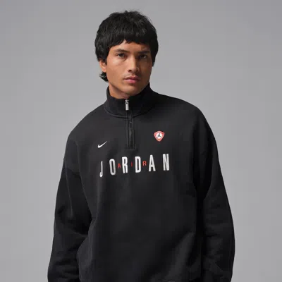 Jordan Flight Oversize Fleece Quarter Zip Pullover In Black