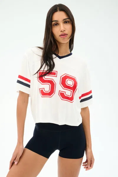 Splits59 Rex Varsity Jersey V-neck Top In White