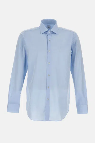 Bagutta Men Blue Classic Cotton Shirt In Blue