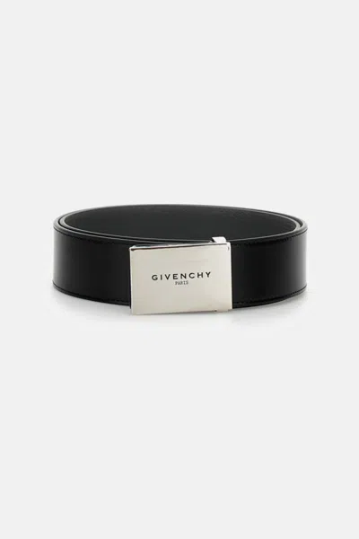 Givenchy Label Leather Belt In Black