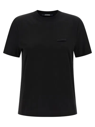 Jacquemus Womens Black Le T-shirt Grosgrain-logo Cotton-jersey T-shirt In Black