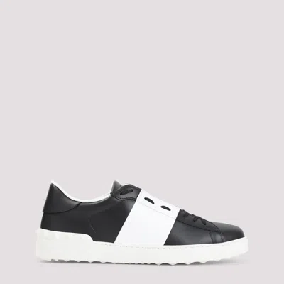 Valentino Garavani Open Sneakers In Leather With Contrast Colored Stripe And Stud Detail In White