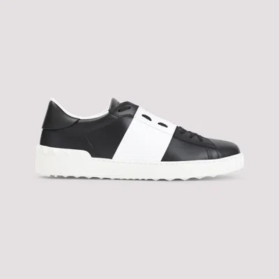 Valentino Garavani Open Sneakers In Leather With Contrast Colored Stripe And Stud Detail In White