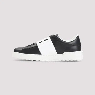 Valentino Garavani Open Sneakers In Leather With Contrast Colored Stripe And Stud Detail In White