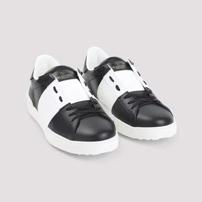 Valentino Garavani Open Sneakers In Leather With Contrast Colored Stripe And Stud Detail In White