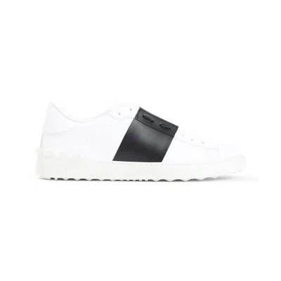 Valentino Garavani Open Leather Sneakers With Contrast Band And Stud Details Shoes In White