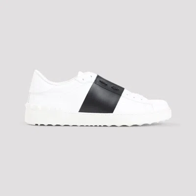 Valentino Garavani Open Leather Sneakers With Contrast Band And Stud Details Shoes In White