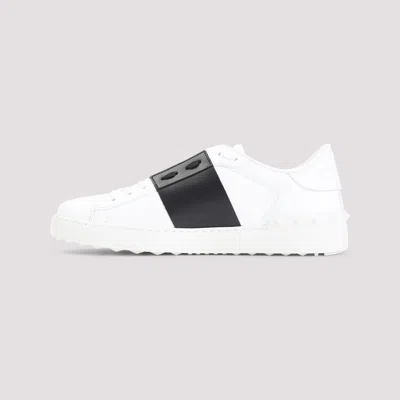 Valentino Garavani Open Leather Sneakers With Contrast Band And Stud Details Shoes In White