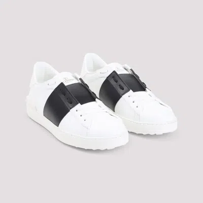 Valentino Garavani Open Leather Sneakers With Contrast Band And Stud Details Shoes In White