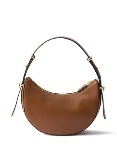 Prada Mini Arqué Shoulder Bag In Brown