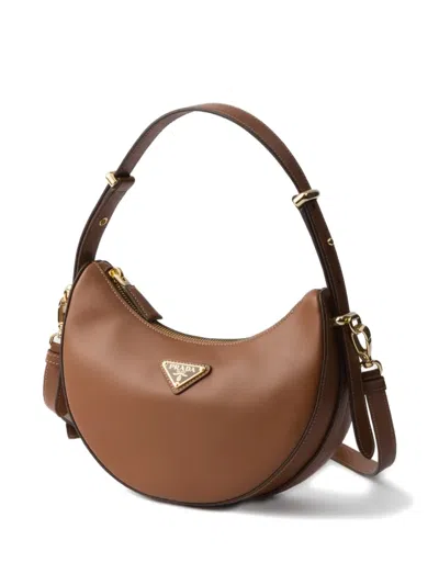 Prada Mini Arqué Shoulder Bag In Brown