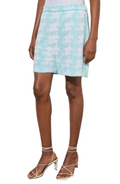 Ming Wang Houndstooth Pattern Knit Bermuda Shorts In Black