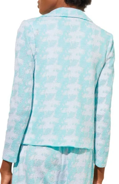 Ming Wang Lapel Collar Knit Jacket In Blue