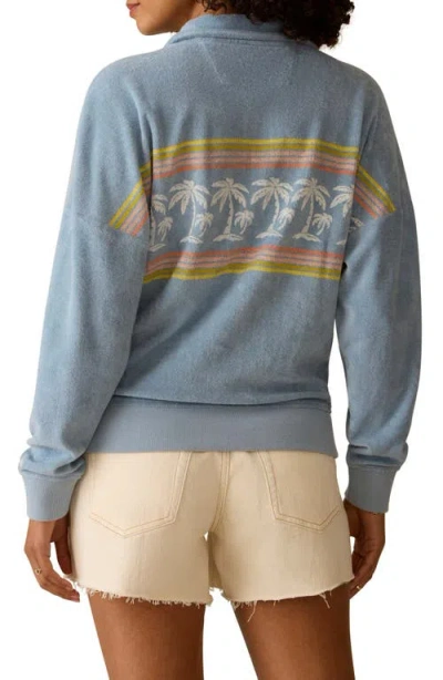 Faherty Cabana Terry Cloth Quarter Zip Pullover In Blue