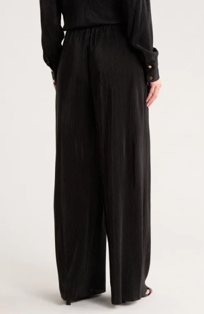 Gemma + Jane Plissé Charmeuse Pull-on Pants In Black