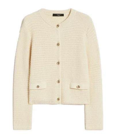 Weekend Max Mara Front-pocket Buttoned Cardigan In White