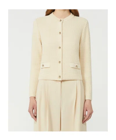 Weekend Max Mara Front-pocket Buttoned Cardigan In White