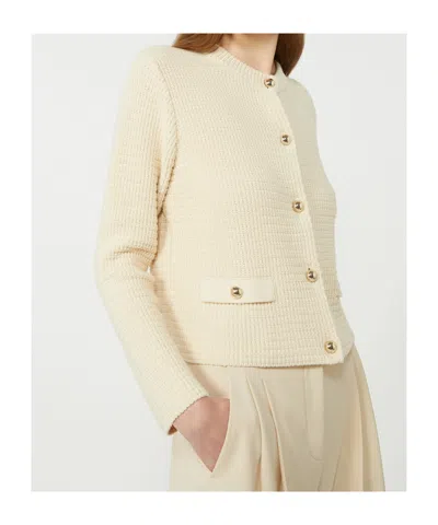 Weekend Max Mara Front-pocket Buttoned Cardigan In White