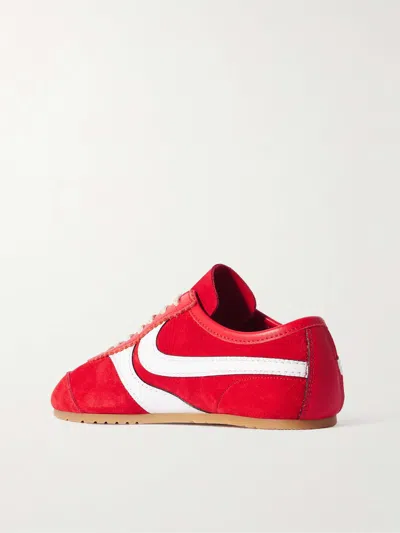 Dries Van Noten 70s Marathon Spirit Suede Low-top Sneakers In Red