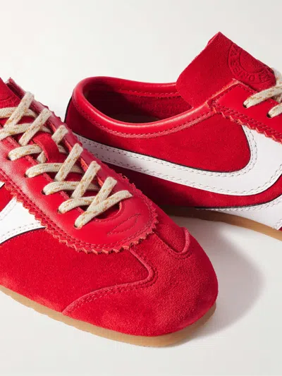 Dries Van Noten 70s Marathon Spirit Suede Low-top Sneakers In Red