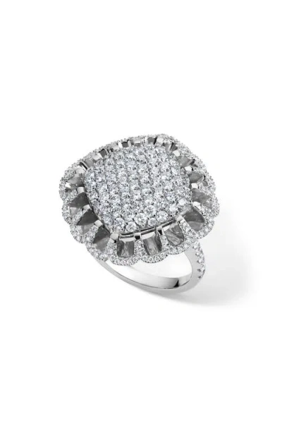 Mindi Mond Floating All Diamond Ring In Silver