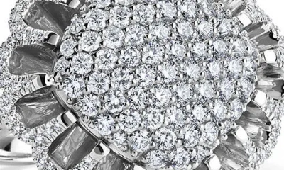 Mindi Mond Floating All Diamond Ring In Silver