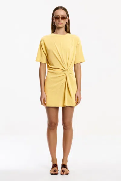 Significant Other Carrey Twisted Jersey Mini T-shirt Dress In Yellow