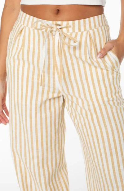 Roxy Mavericks Pleated Stripe Cotton Pants In Multi