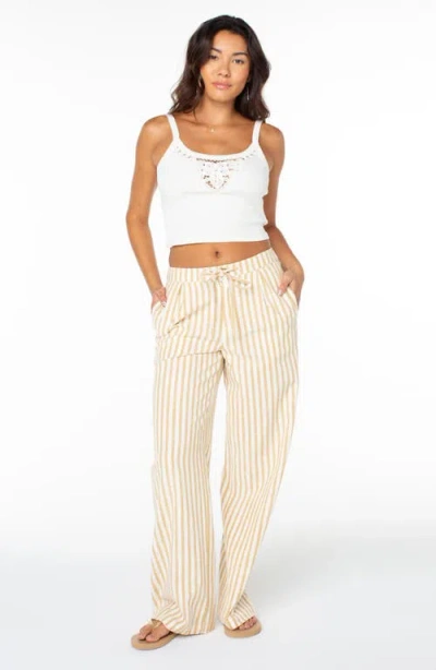 Roxy Mavericks Pleated Stripe Cotton Pants In Multi