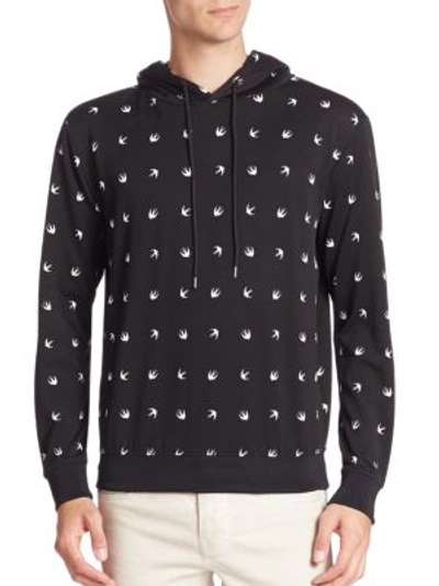 Mcq By Alexander Mcqueen Black Nylon Swallows Hoodie