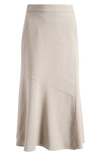 Hugo Boss Melange A-line Skirt In Virgin Wool In Neutral
