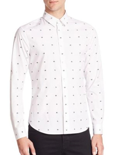 Shop Mcq By Alexander Mcqueen Swallow Googe Cotton Shirt In White