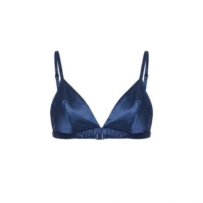 Mers Silk Silky Bra Set In Blue