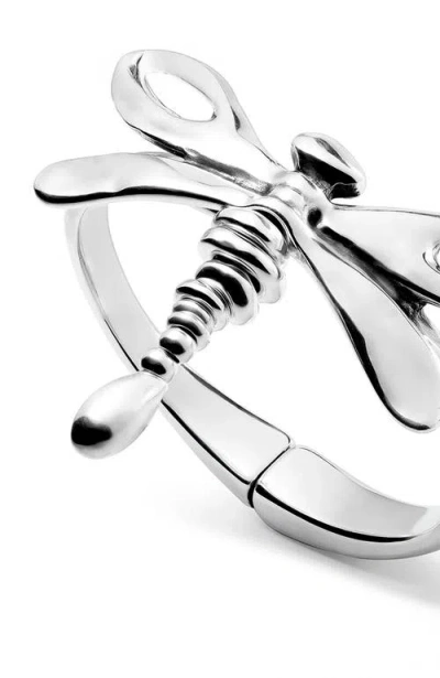 Unode50 Bangle Bracelet With A Dragonfly In Silver