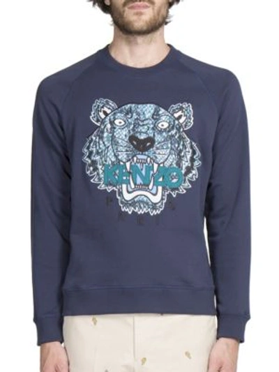 Shop Kenzo Tiger Print Long Sleeve Top In Navy