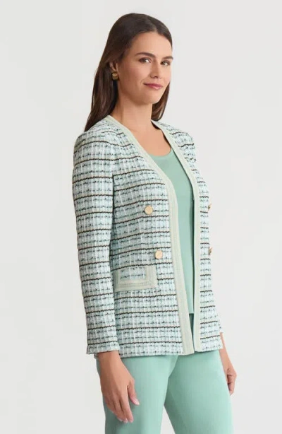 Misook Tailored Plaid Textured Knit Jacket In Multi