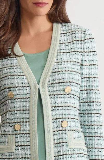 Misook Tailored Plaid Textured Knit Jacket In Multi