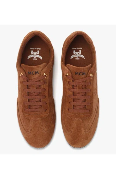 Mcm Federlite Lo Sneakers In Laurel Suede Leather In Brown