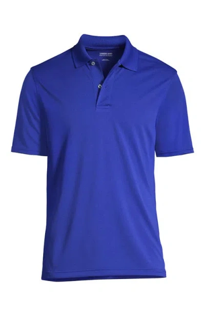 Lands' End Short Sleeve Polyester Polo In Blue