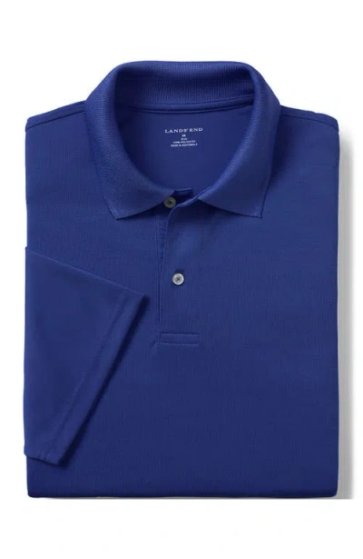 Lands' End Short Sleeve Polyester Polo In Blue