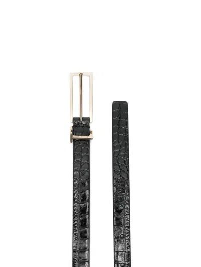 Tom Ford Croc-effect Belt In Black
