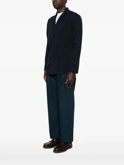 Lardini Double-breasted Black Tailored Jacket With Structured Lapel In Blue