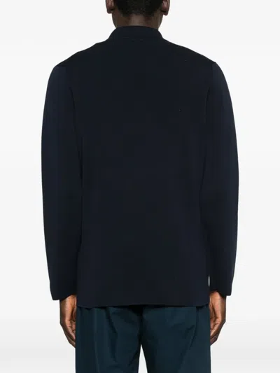 Lardini Double-breasted Black Tailored Jacket With Structured Lapel In Blue