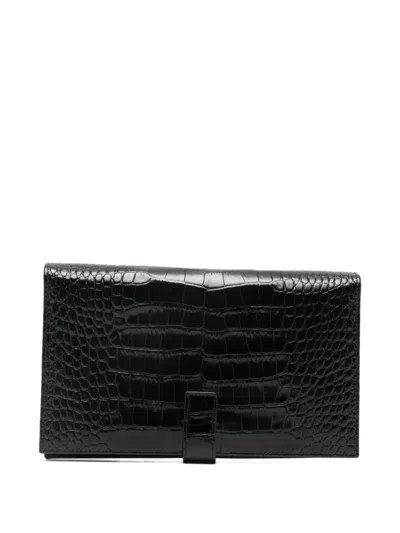 Tom Ford Croc-effect Wallet In Black