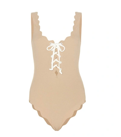 Shop Marysia Palm Springs Tie Maillots Swimsuit In Tae