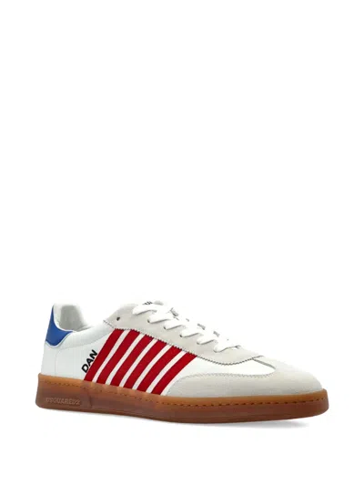 Dsquared2 Boxer Sneaker Contrasting Heel Tab Stripes Sole In White