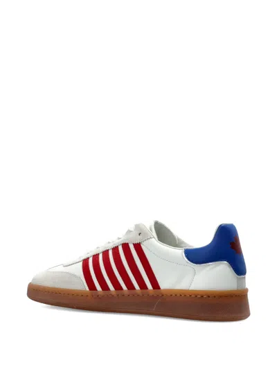 Dsquared2 Boxer Sneaker Contrasting Heel Tab Stripes Sole In White