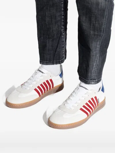 Dsquared2 Boxer Sneaker Contrasting Heel Tab Stripes Sole In White