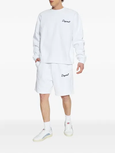 Dsquared2 Drawstring Embroidered-logo Track Shorts In White
